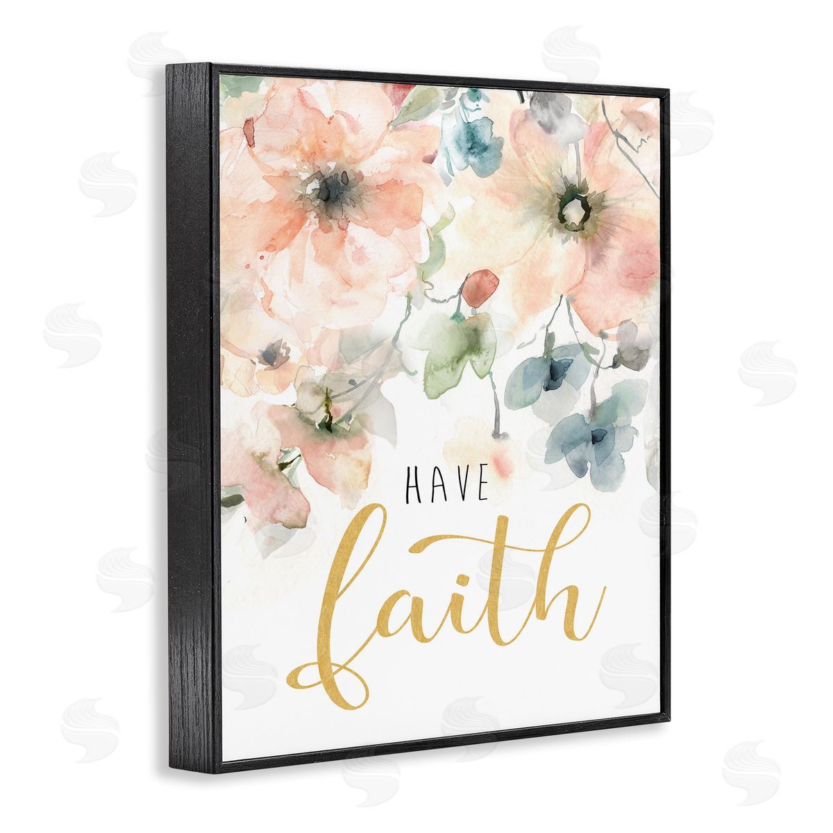 Have Faith on Florals Black Frame Print Wall Art, Home Decor by Carol Robinson