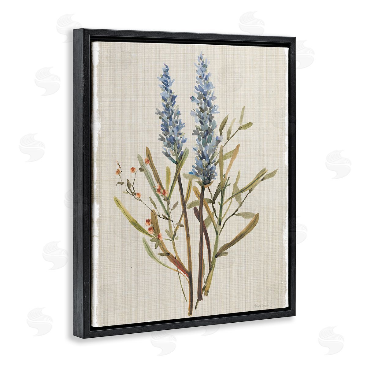 Natural Lavender Sprigs Black Floating Frame Canvas Wall Art, Home Decor by Carol Robinson