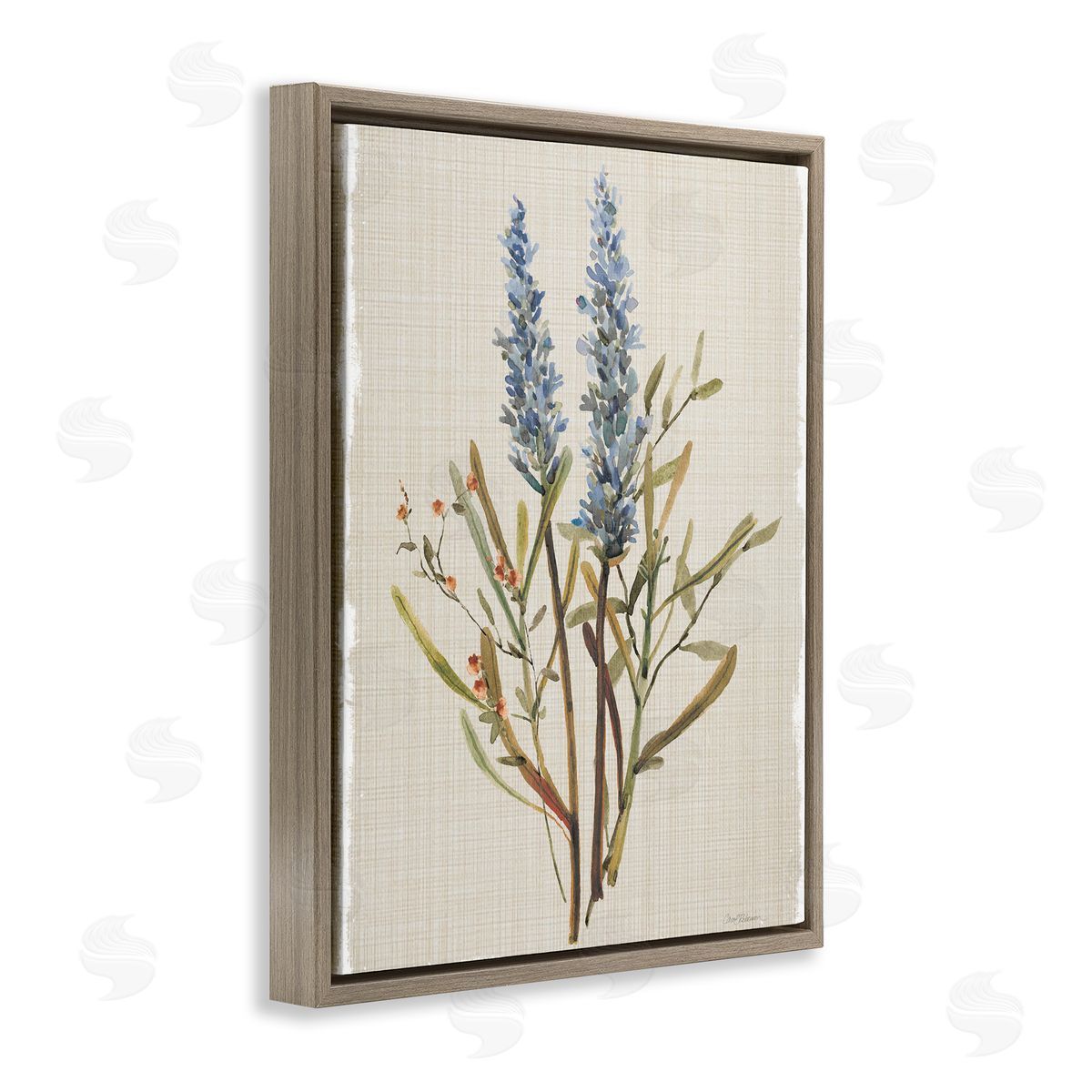 Natural Lavender Sprigs Brown Floating Frame Canvas Wall Art, Home Decor by Carol Robinson