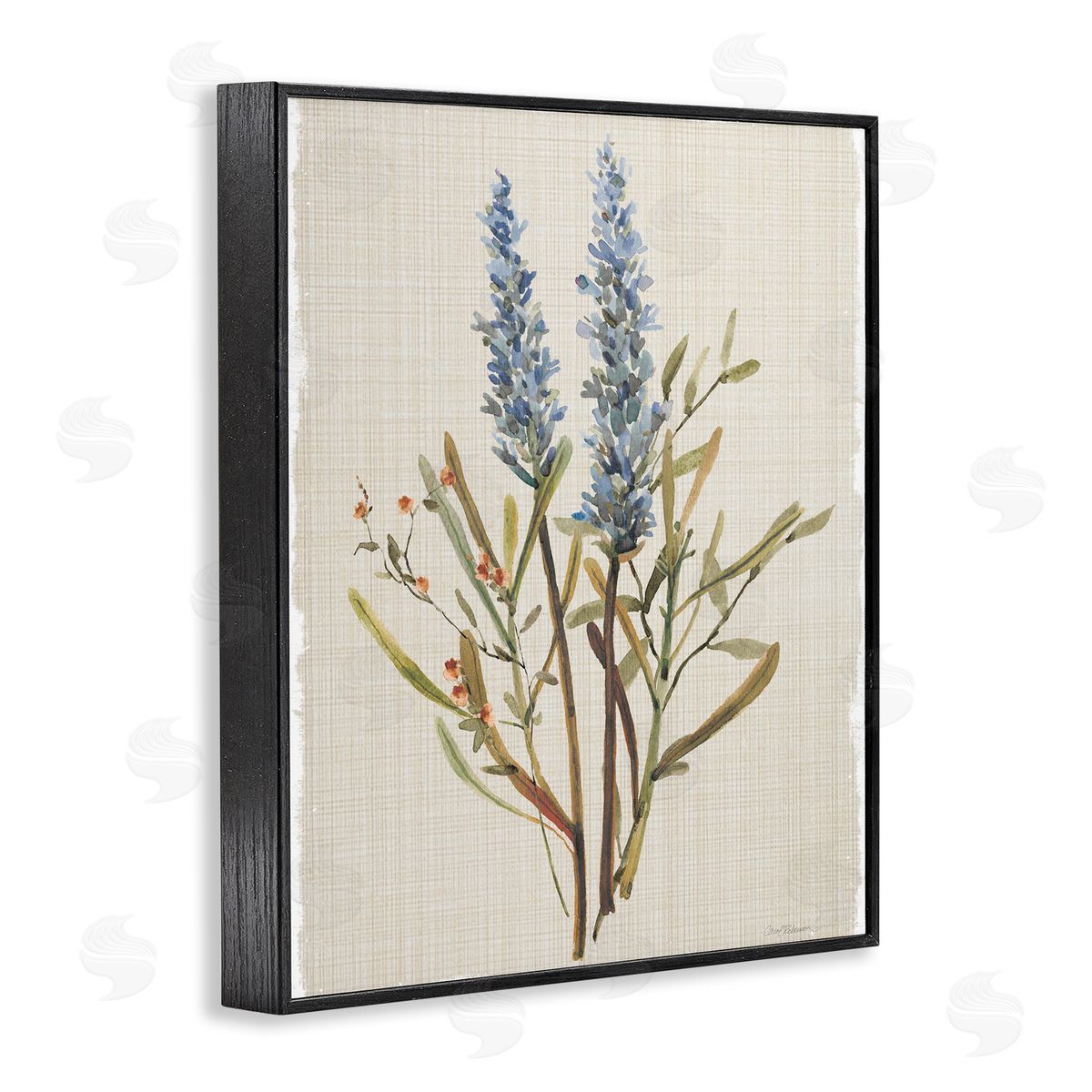 Natural Lavender Sprigs Black Frame Print Wall Art, Home Decor by Carol Robinson