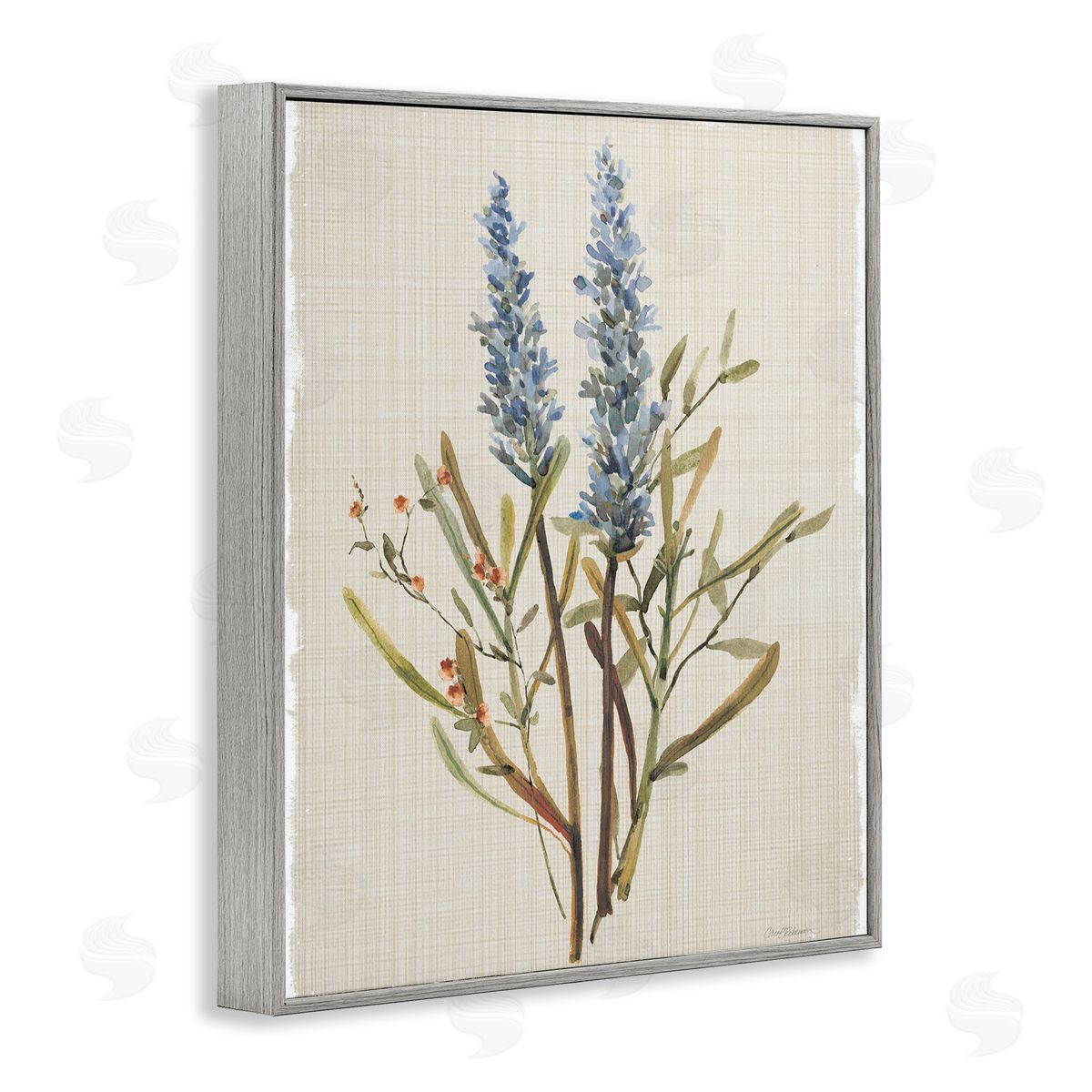 Natural Lavender Sprigs Grey Frame Print Wall Art, Home Decor by Carol Robinson