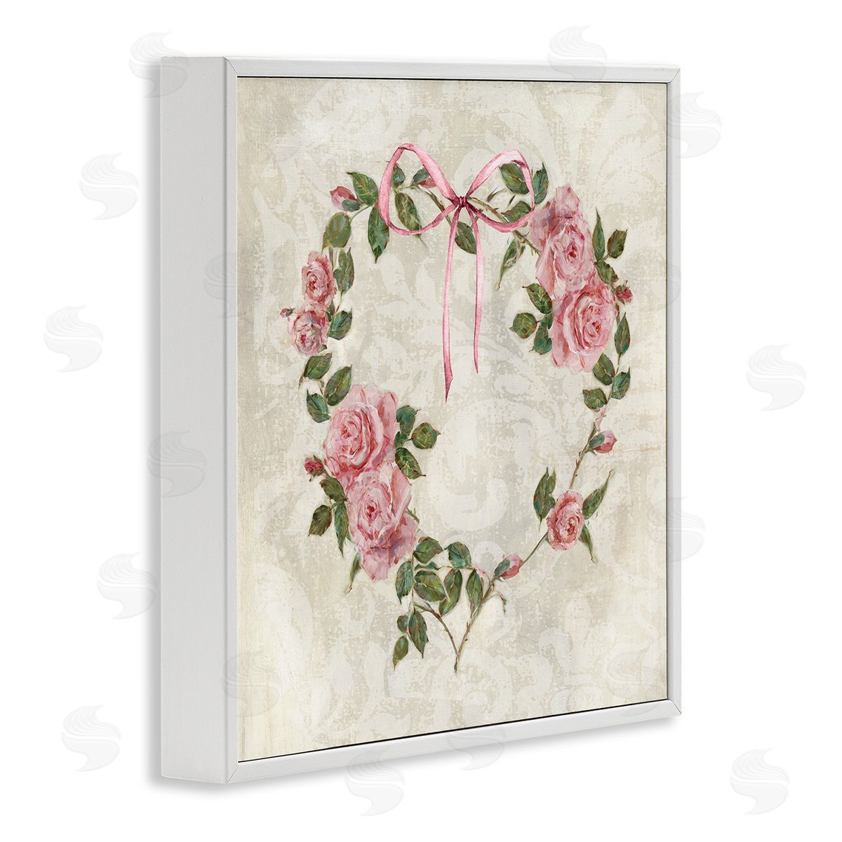 Garden Heart Wreath White Frame Print Wall Art, Home Decor by Sally Swatland