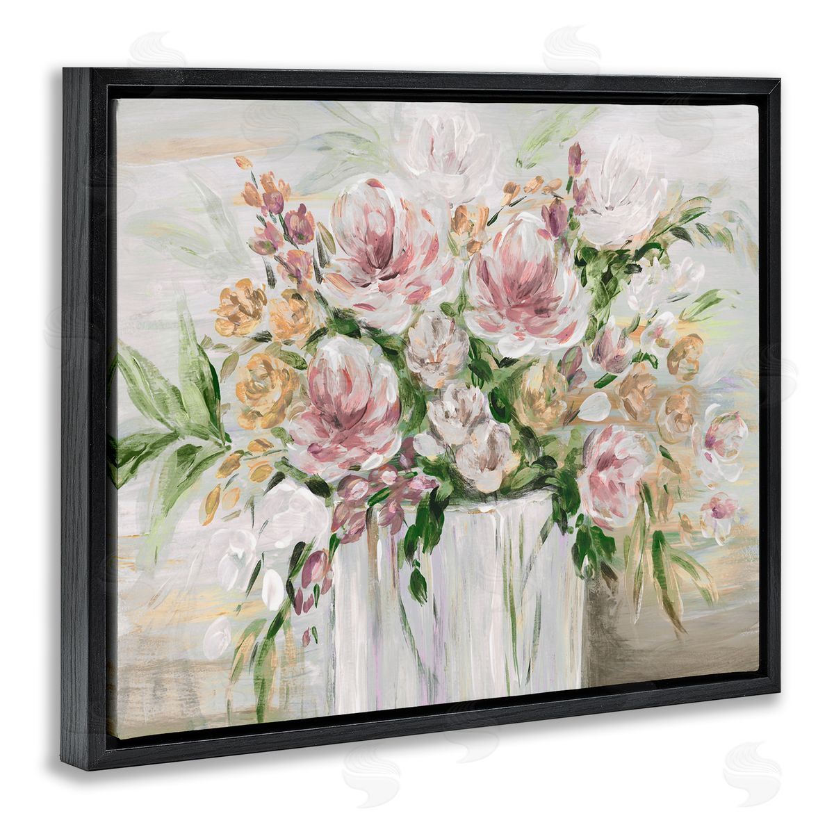 Country Style Floral Black Floating Frame Canvas Wall Art, Home Decor by Kristen Brockmon