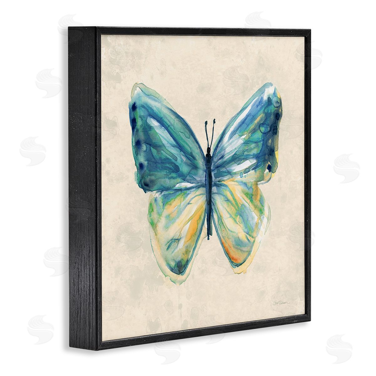 Bright Watercolor Butterfly Black Frame Print Wall Art, Home Decor by Carol Robinson