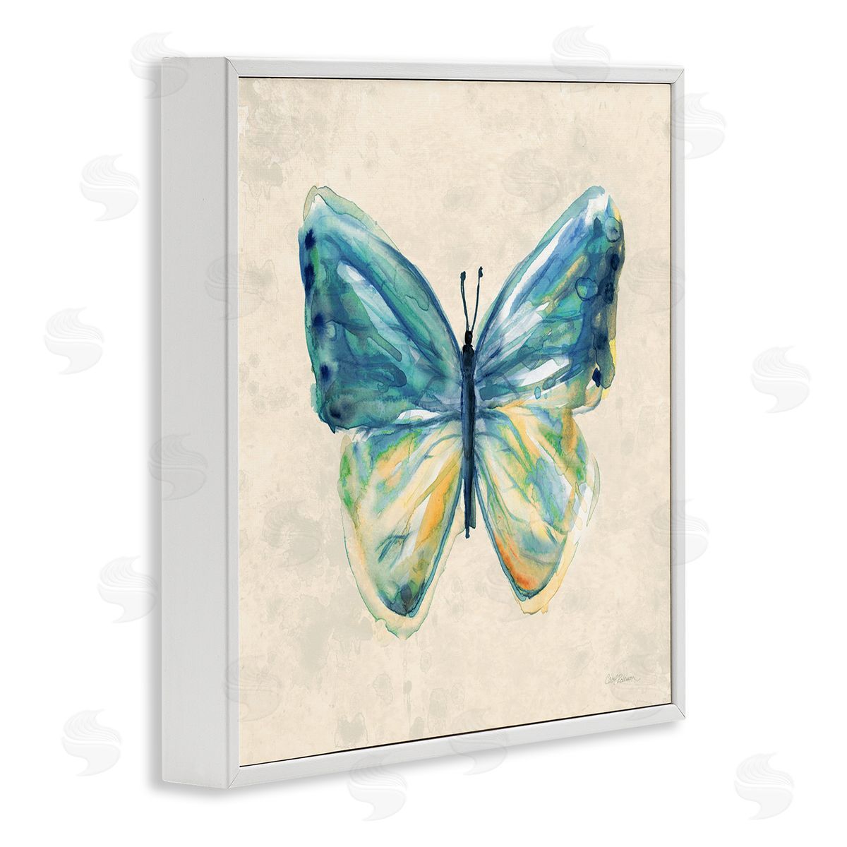 Bright Watercolor Butterfly White Frame Print Wall Art, Home Decor by Carol Robinson