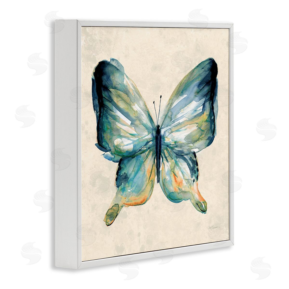 Bold Butterfly in Green White Frame Print Wall Art, Home Decor by Carol Robinson