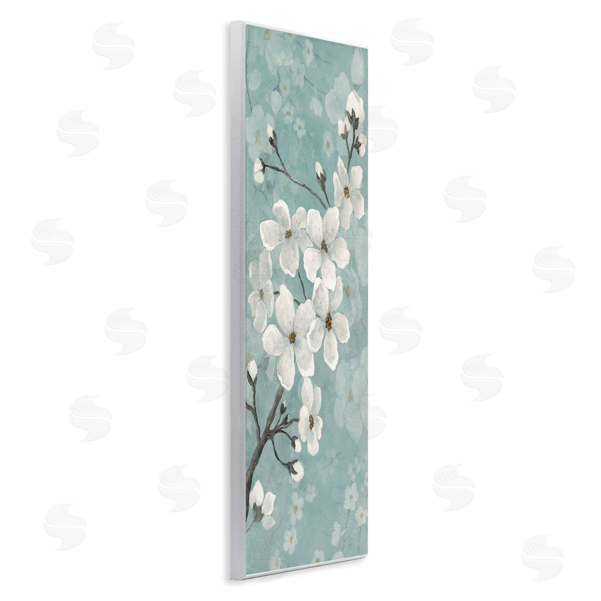 Cherry Blossoms on Green Wood Plaque Wall Art, Home Decor by Janet Tava