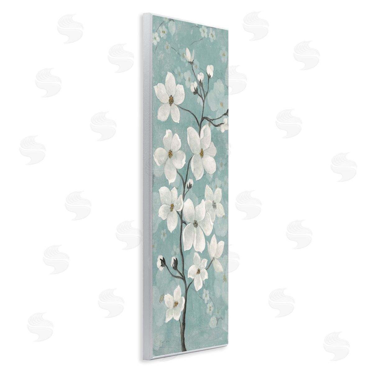 Apple Blossom on Green Wood Plaque Wall Art, Home Decor by Janet Tava