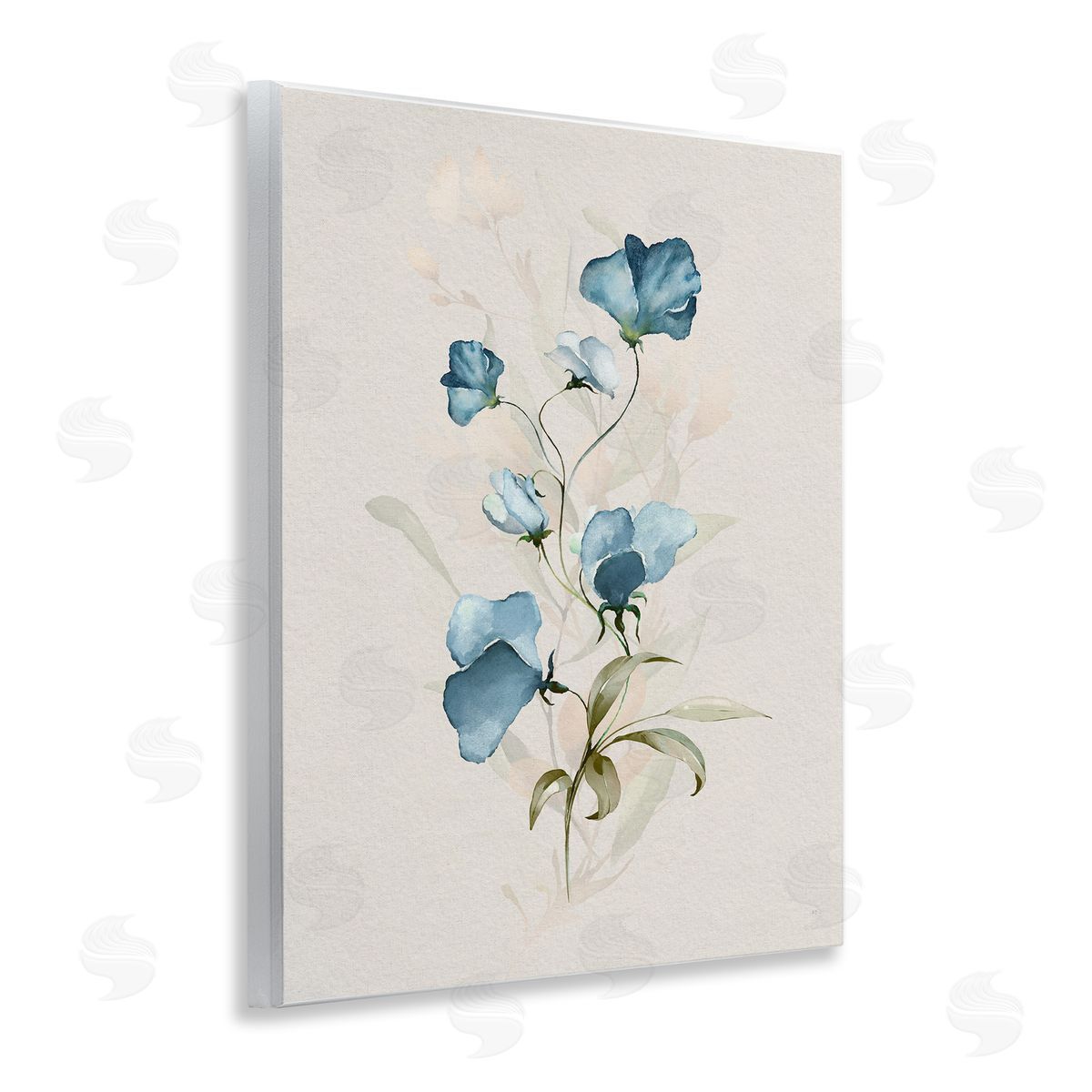 Blue Herb & Blossom Wood Plaque Wall Art, Home Decor by Susan Jill