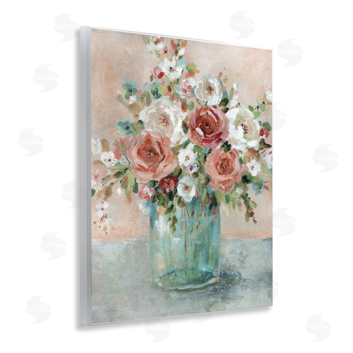 Red & White Roses Wood Plaque Wall Art, Home Decor by Carol Robinson