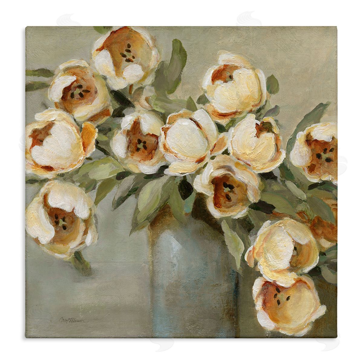 Curved Flowers in Vase Canvas Wall Art, Home Decor by Carol Robinson
