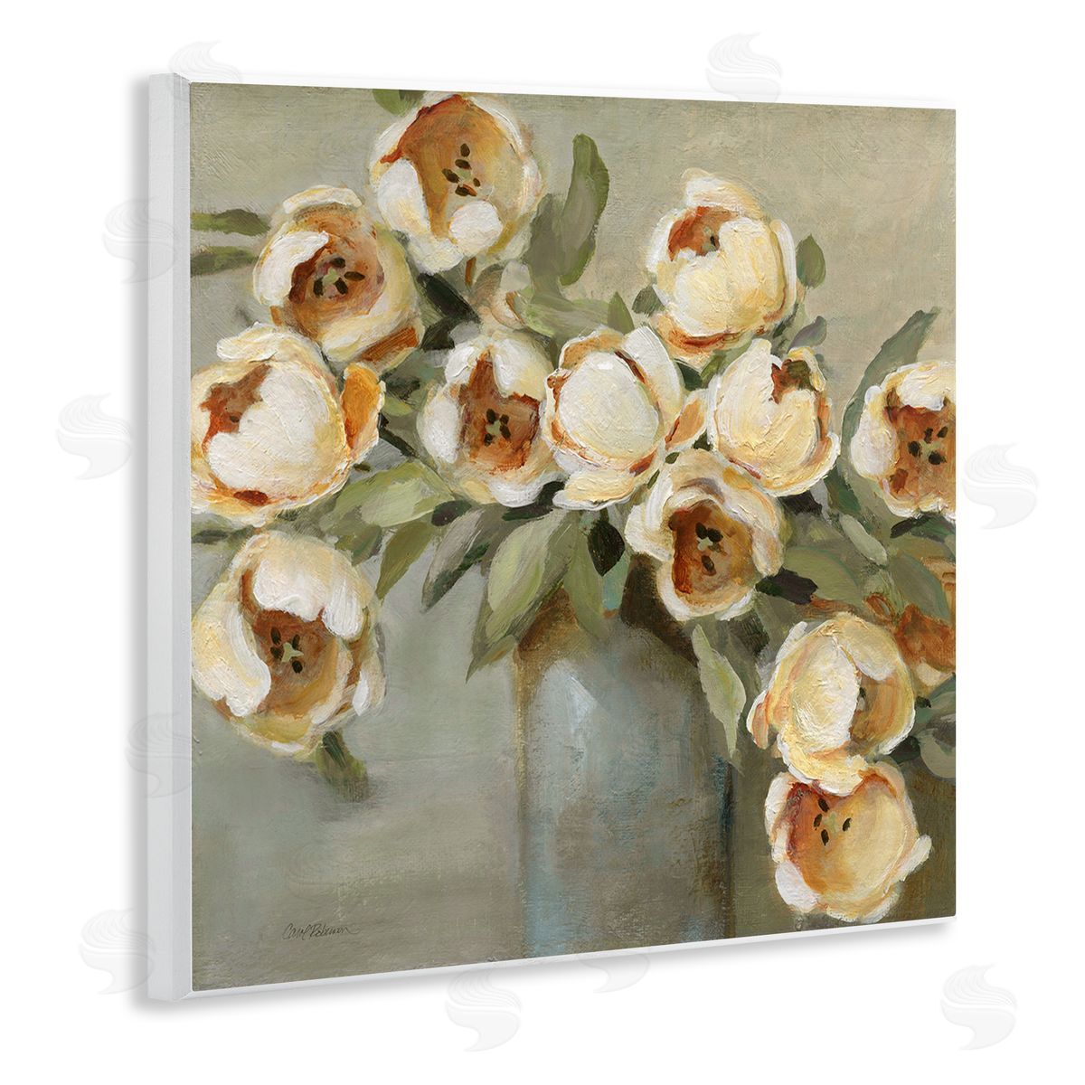 Curved Flowers in Vase Wood Plaque Wall Art, Home Decor by Carol Robinson