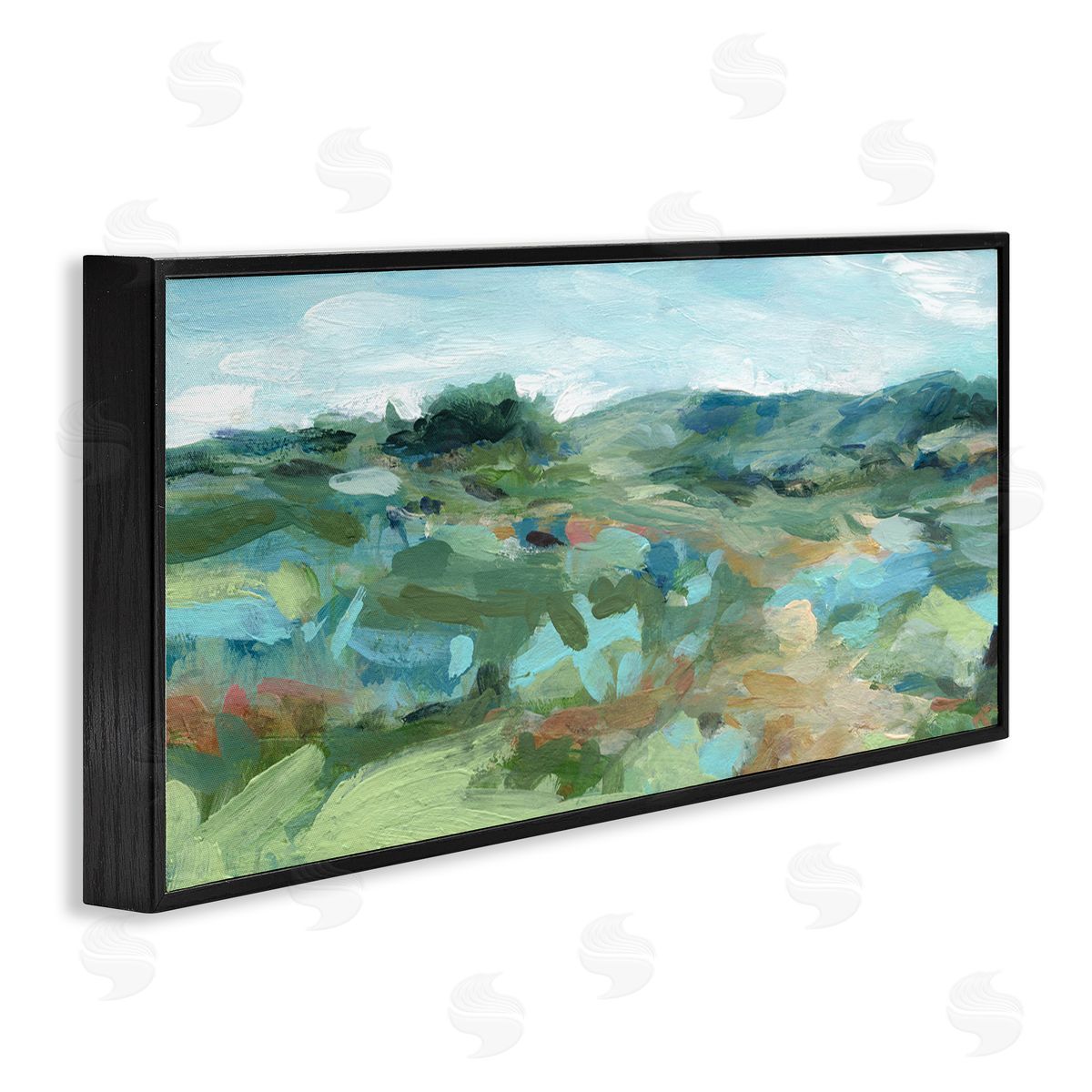 Painterly Landscape Greenery Black Frame Print Wall Art, Home Decor by Carol Robinson