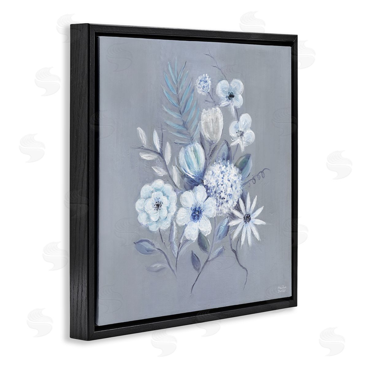 Mixed Flower Bundle Black Floating Frame Canvas Wall Art, Home Decor by Marilyn Dunlap