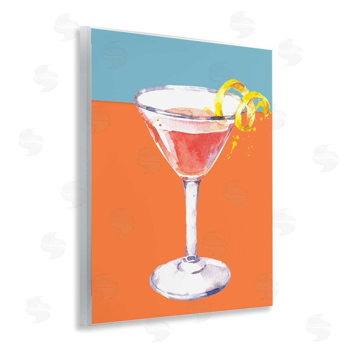 Cocktail on Blocked Hues Wood Plaque Wall Art, Home Decor by Susan Jill