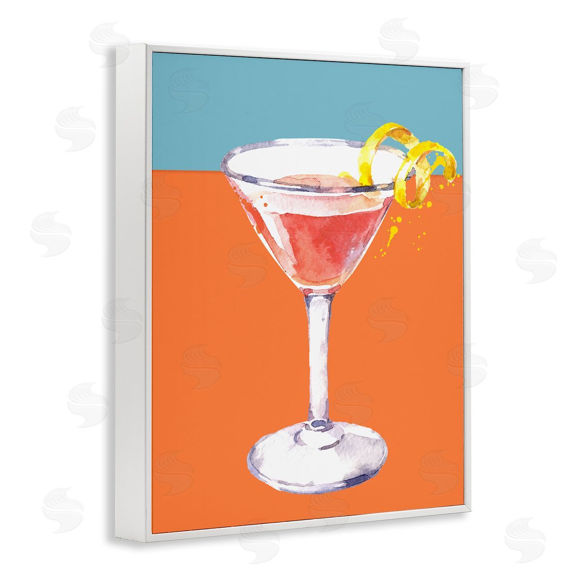Cocktail on Blocked Hues White Frame Print Wall Art, Home Decor by Susan Jill