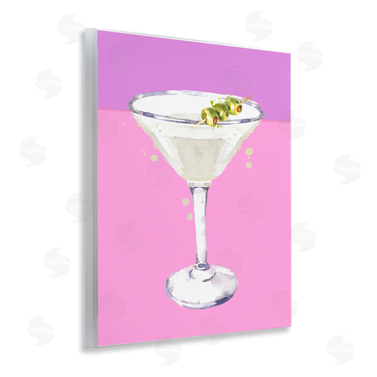Bright Olive Martini Wood Plaque Wall Art, Home Decor by Susan Jill