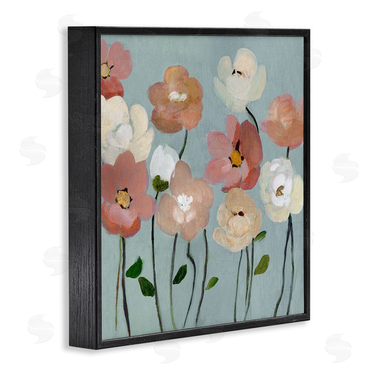 Soft Mixed Blossoms Black Frame Print Wall Art, Home Decor by Charity Henderson
