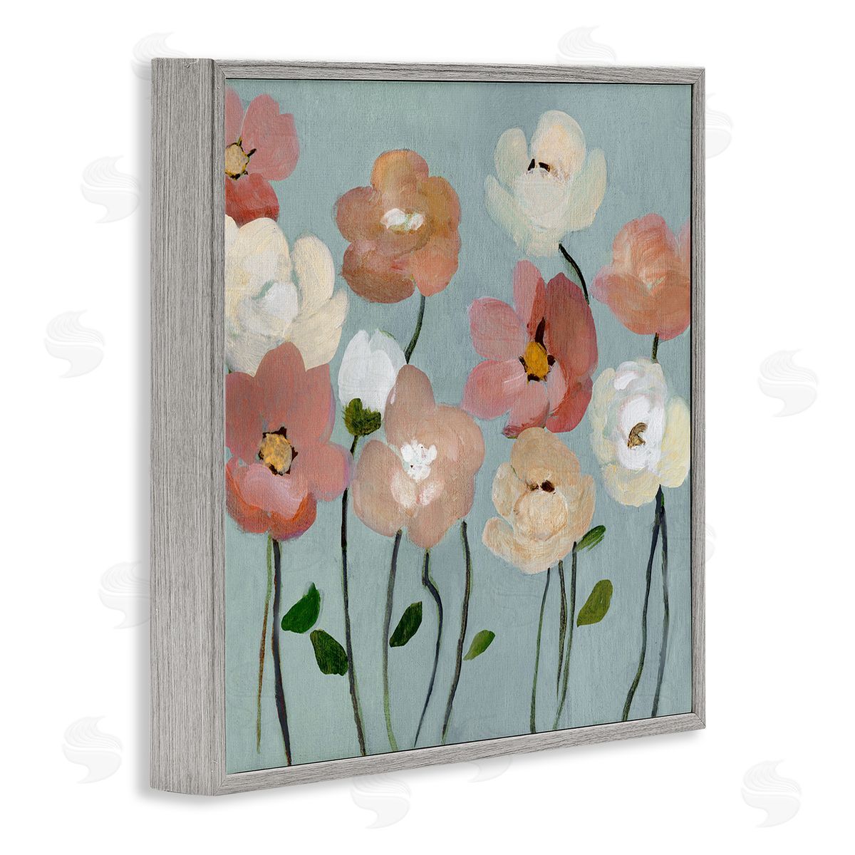 Soft Mixed Blossoms Grey Frame Print Wall Art, Home Decor by Charity Henderson