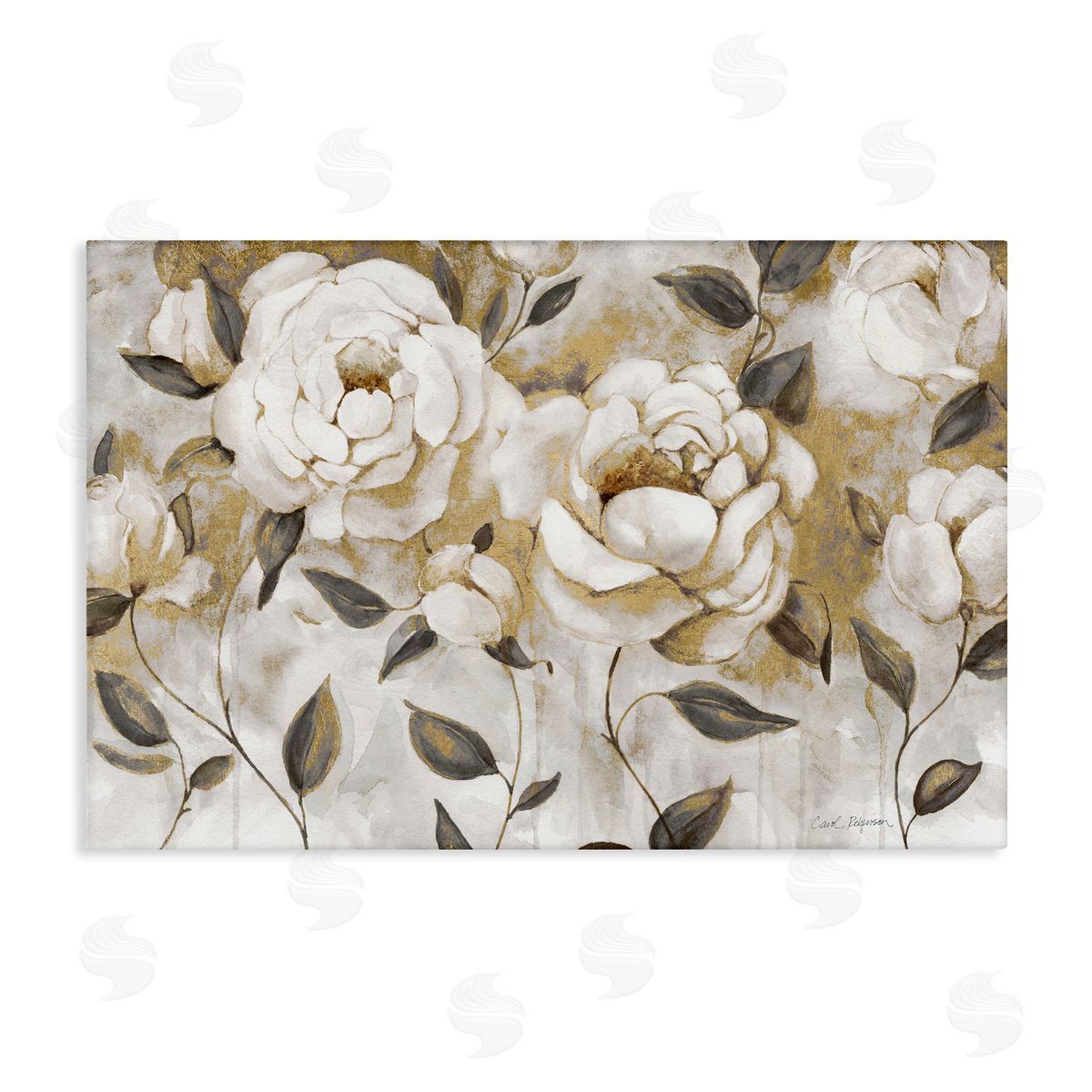 Warm Neutral Flowers Canvas Wall Art, Home Decor by Carol Robinson