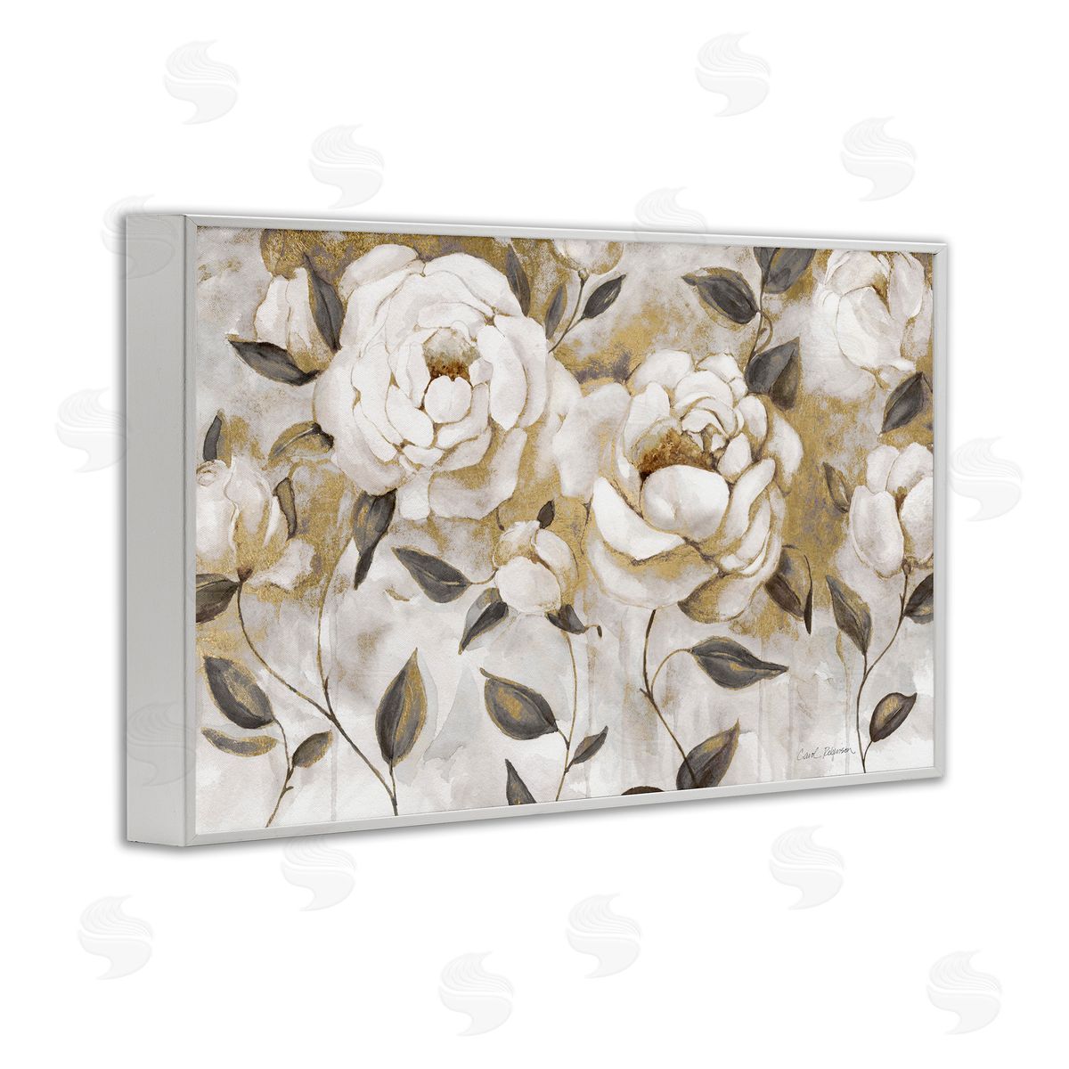 Warm Neutral Flowers White Frame Print Wall Art, Home Decor by Carol Robinson
