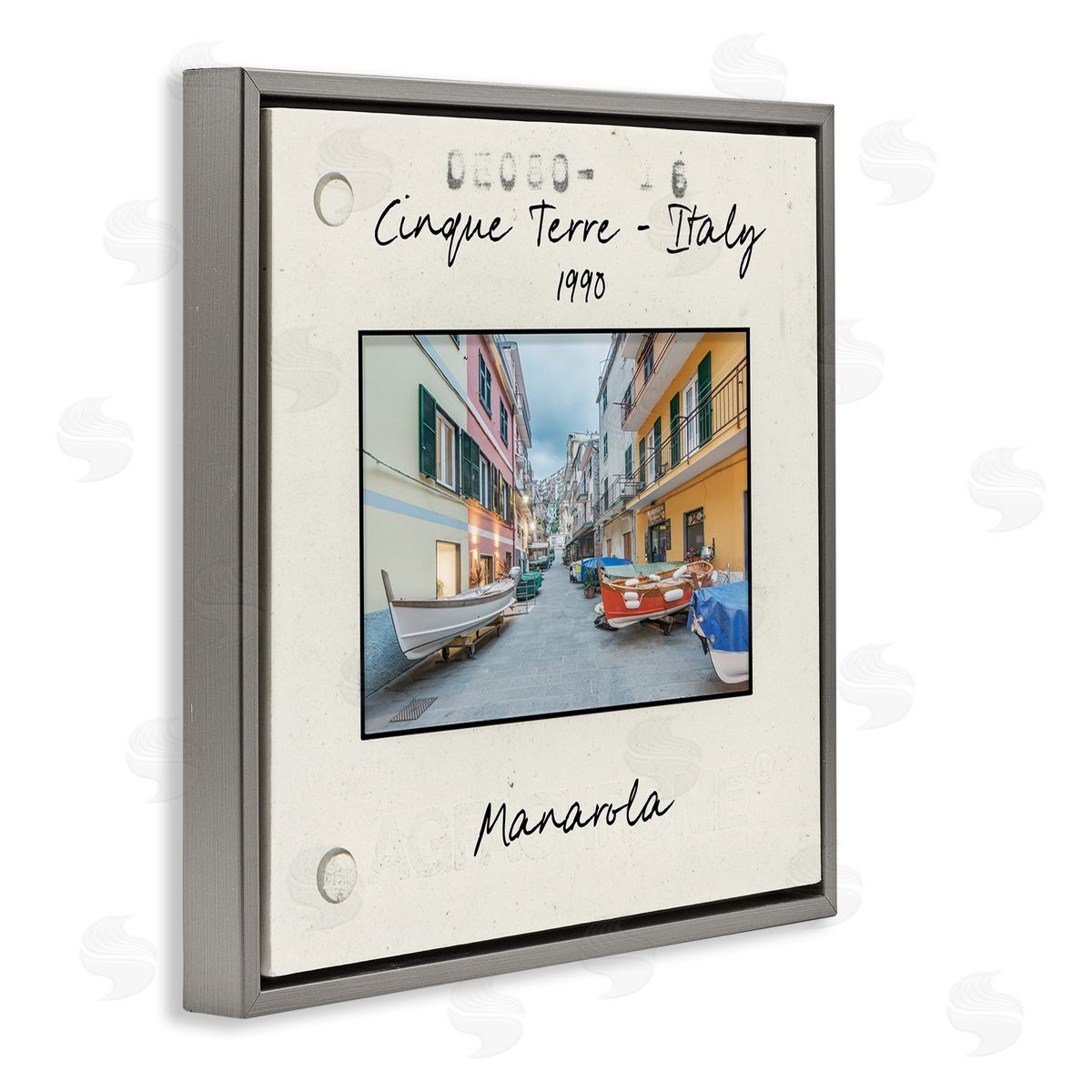 Vintage Travel Italy View Grey Floating Frame Canvas Wall Art, Home Decor by Danita Delimont