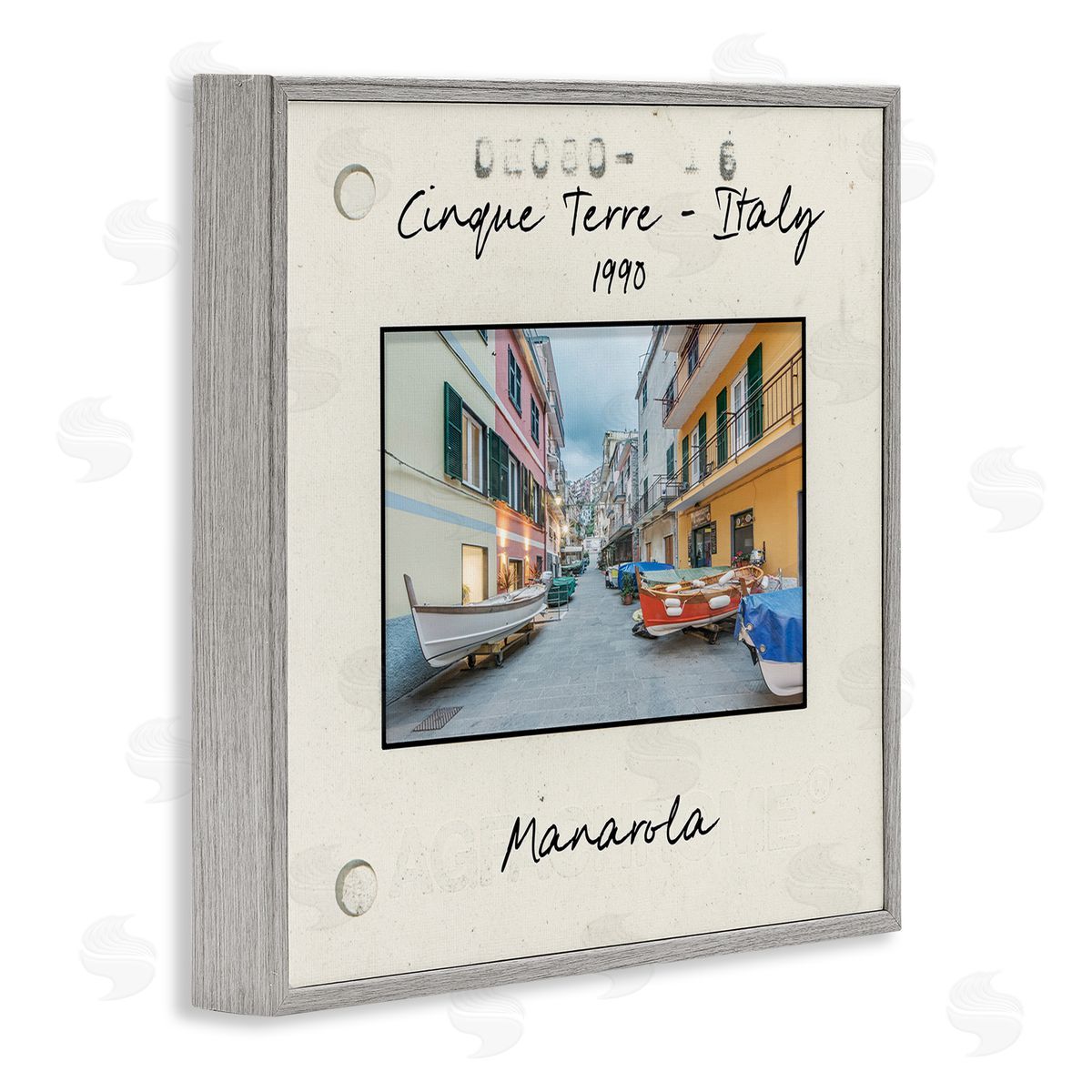 Vintage Travel Italy View Grey Frame Print Wall Art, Home Decor by Danita Delimont