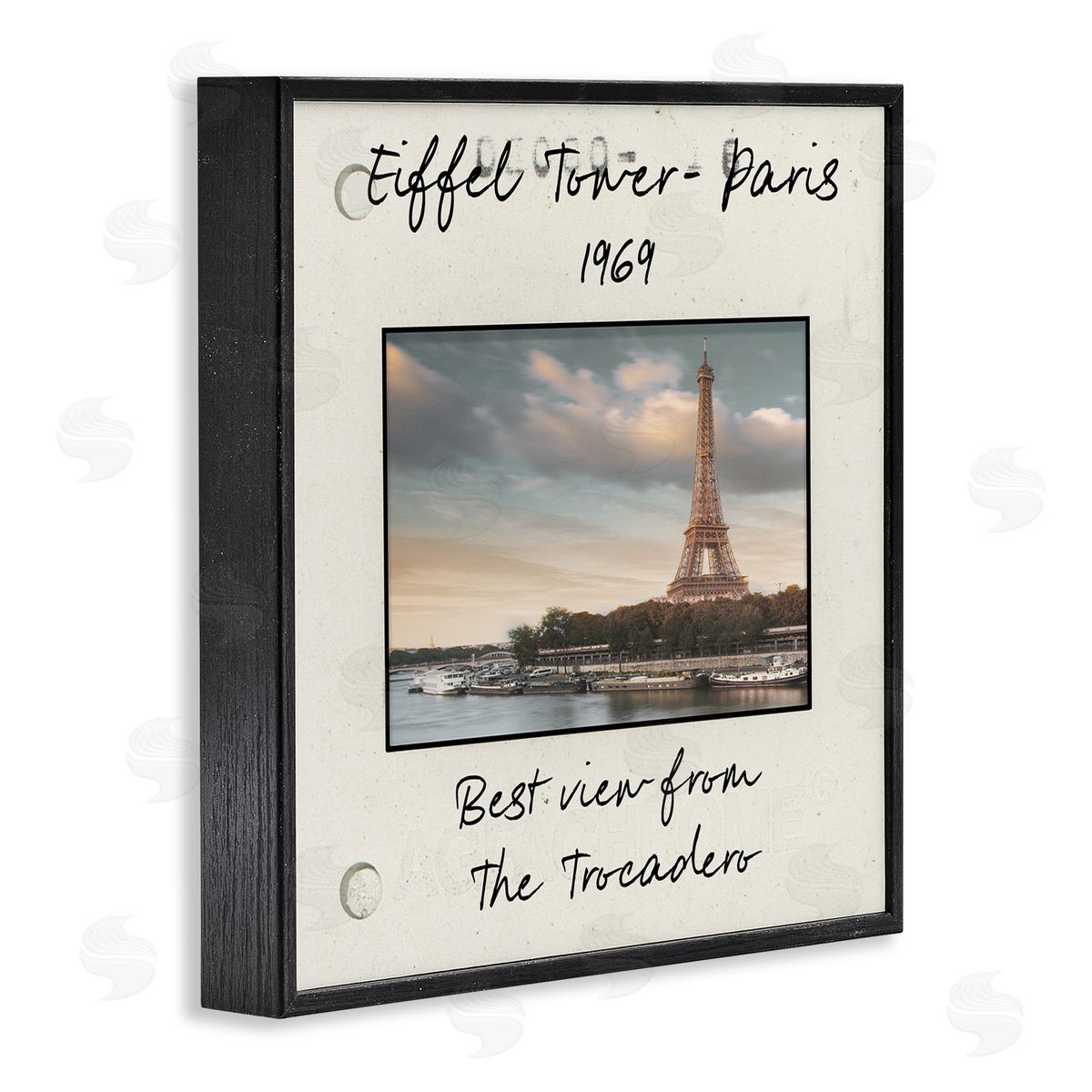 Vintage Travel Eiffel Tower Black Frame Print Wall Art, Home Decor by Danita Delimont