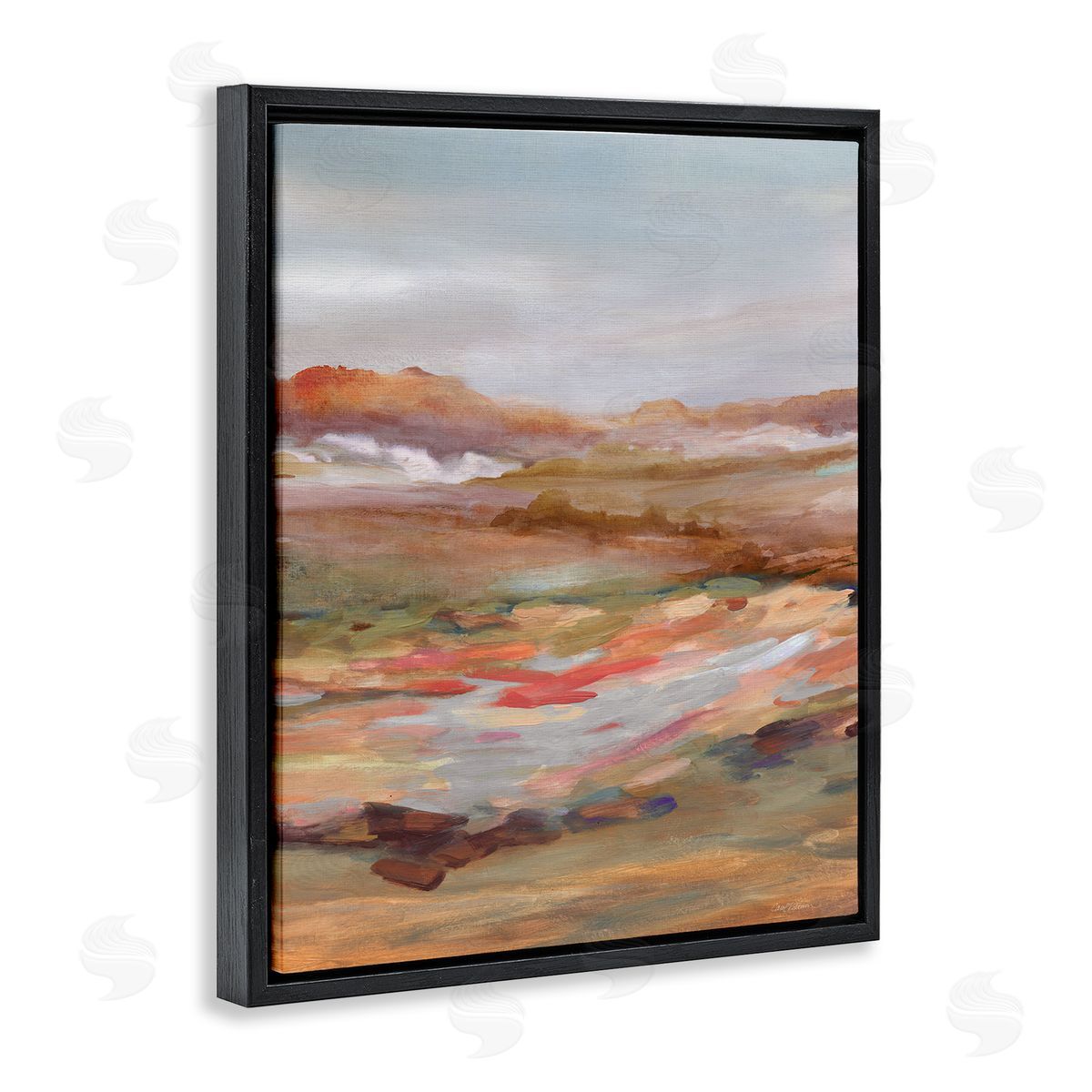 Dynamic Abstract Desert Black Floating Frame Canvas Wall Art, Home Decor by Carol Robinson