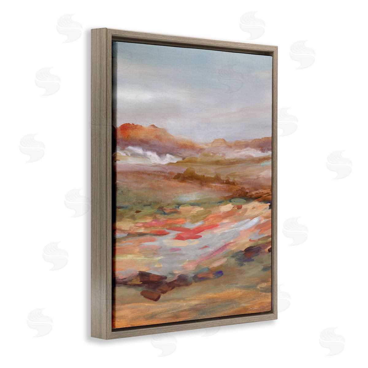 Dynamic Abstract Desert Brown Floating Frame Canvas Wall Art, Home Decor by Carol Robinson