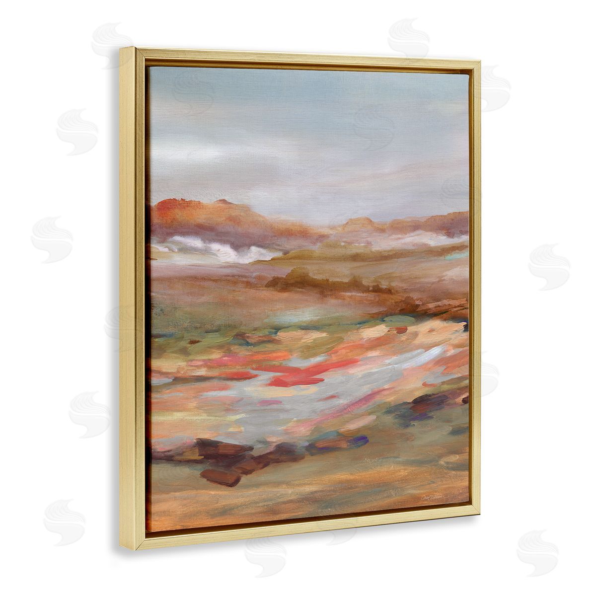Dynamic Abstract Desert Gold Floating Frame Canvas Wall Art, Home Decor by Carol Robinson