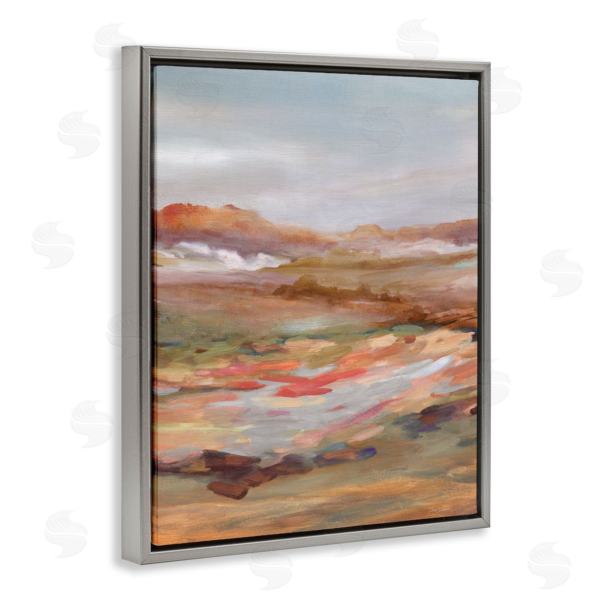 Dynamic Abstract Desert Grey Floating Frame Canvas Wall Art, Home Decor by Carol Robinson
