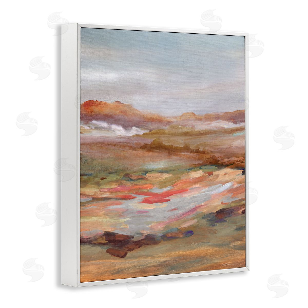 Dynamic Abstract Desert White Frame Print Wall Art, Home Decor by Carol Robinson