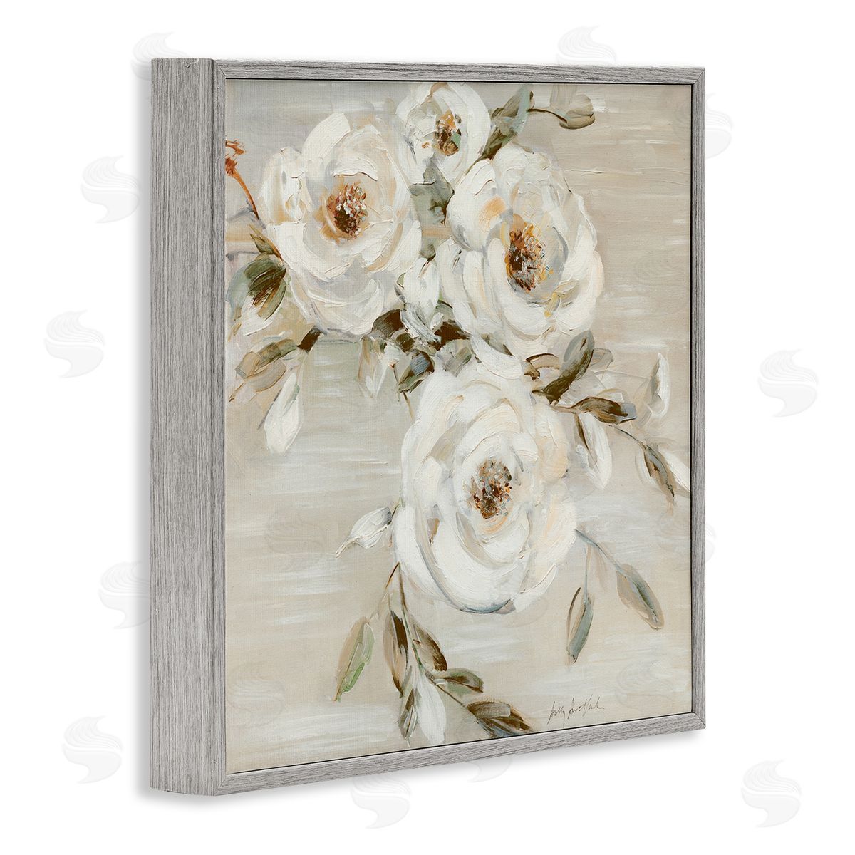 Neutral Rose Trio Grey Frame Print Wall Art, Home Decor by Sally Swatland