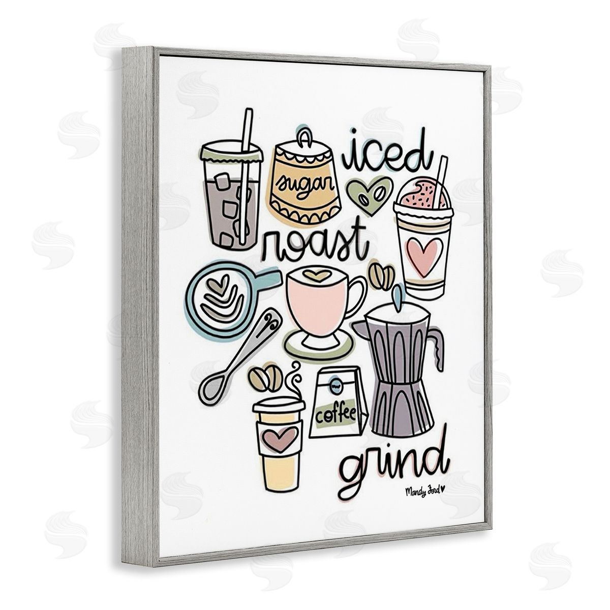 Various Coffee Types Trend Grey Frame Print Wall Art, Home Decor by Mandy Ford Art + Illustration