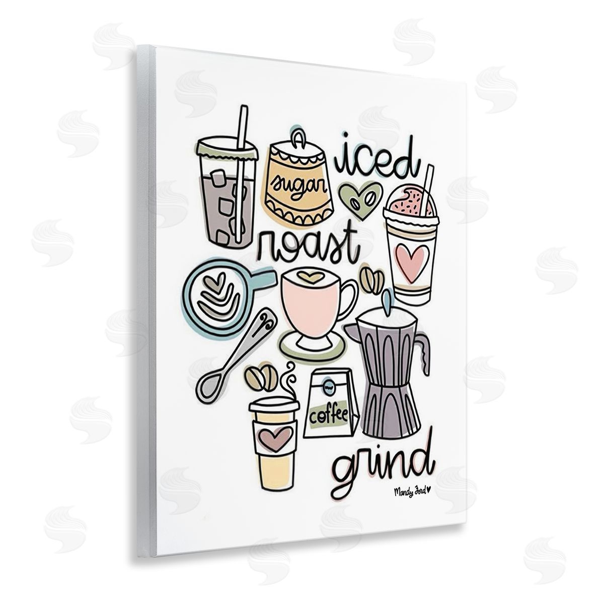 Various Coffee Types Trend Wood Plaque Wall Art, Home Decor by Mandy Ford Art + Illustration