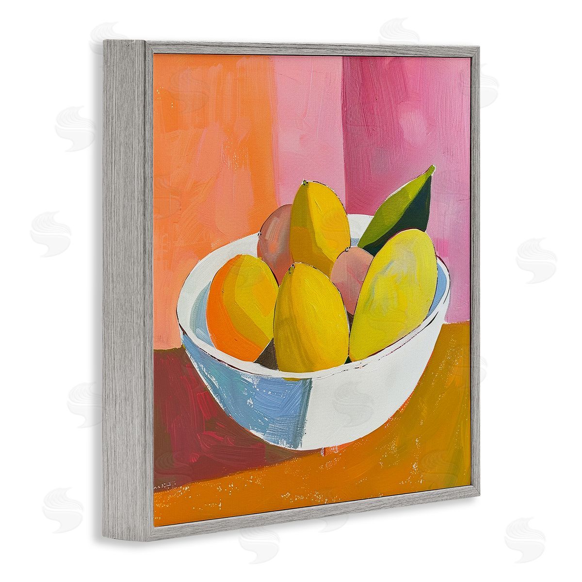 Bold Kitchen Citrus Fruits Grey Frame Print Wall Art, Home Decor by Walker Noble