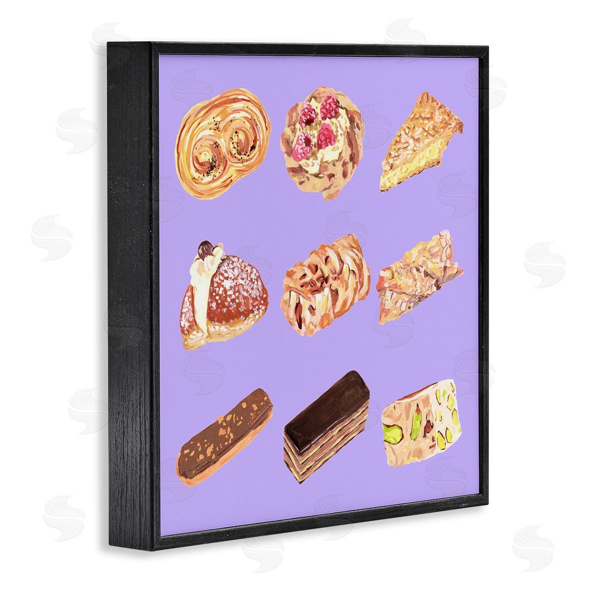 Bakery Goods on Purple Black Frame Print Wall Art, Home Decor by Melissa Wang
