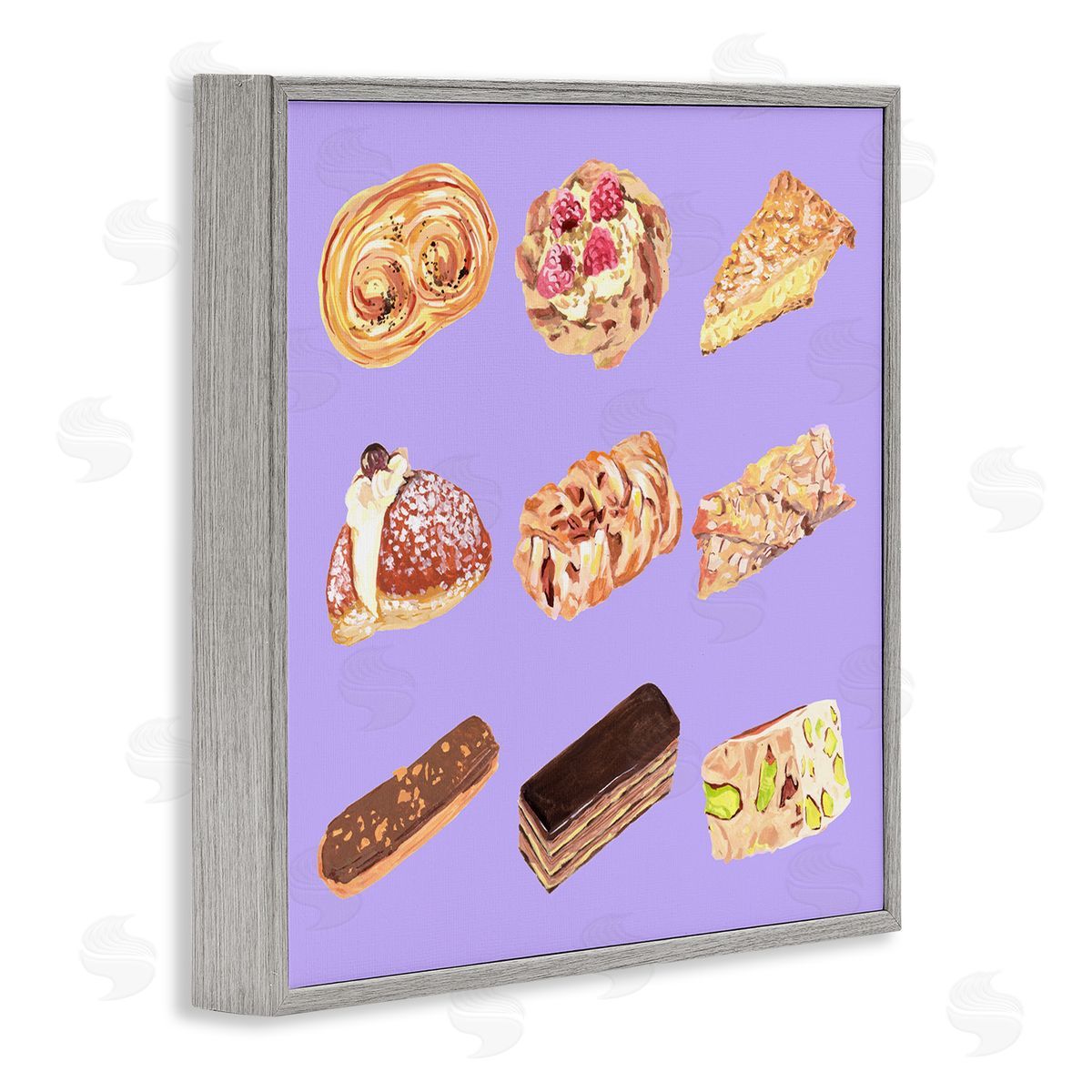Bakery Goods on Purple Grey Frame Print Wall Art, Home Decor by Melissa Wang