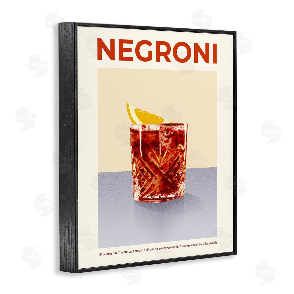 Negroni Classic Cocktail Black Frame Print Wall Art, Home Decor by Victoria Barnes