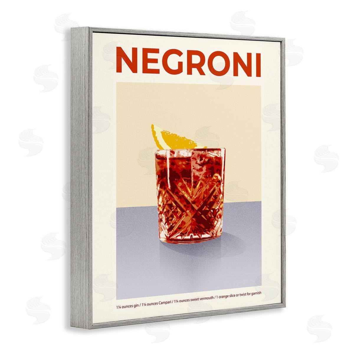 Negroni Classic Cocktail Grey Frame Print Wall Art, Home Decor by Victoria Barnes