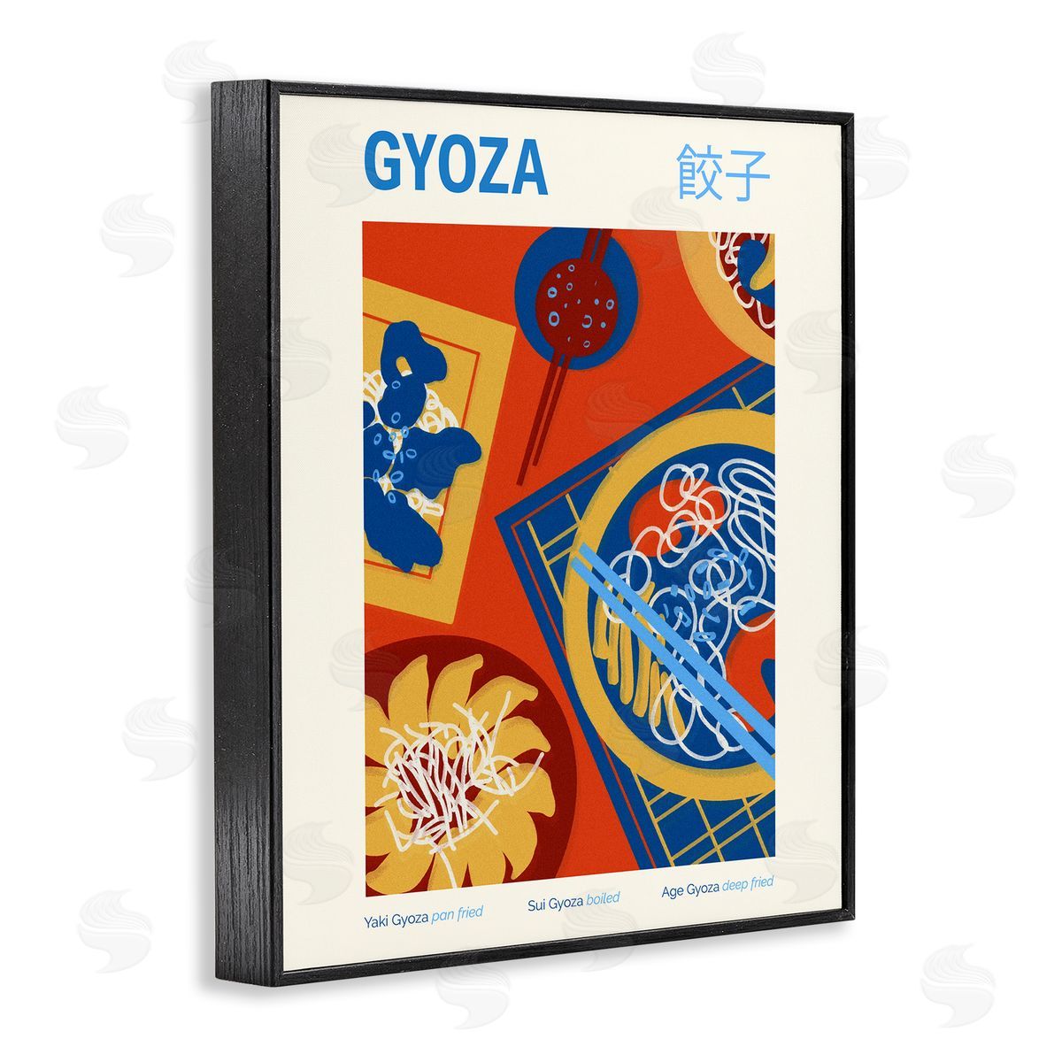 Japanese Gyoza Meal Black Frame Print Wall Art, Home Decor by Victoria Barnes