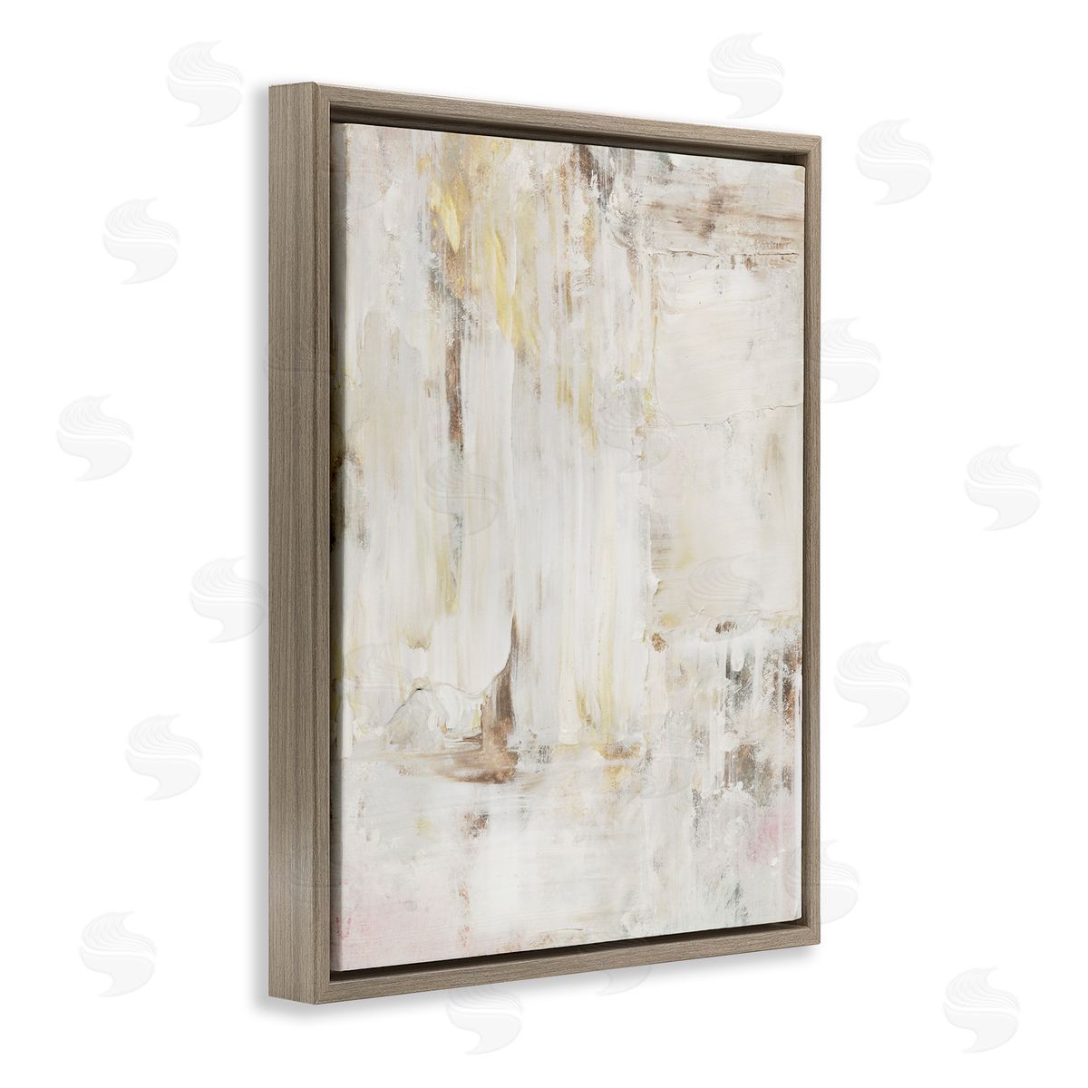 Natural Muted Abstract Brown Floating Frame Canvas Wall Art, Home Decor by Victoria Barnes