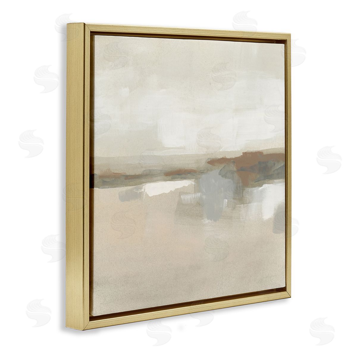 Abstract Neutral Land Gold Floating Frame Canvas Wall Art, Home Decor by June Erica Vess