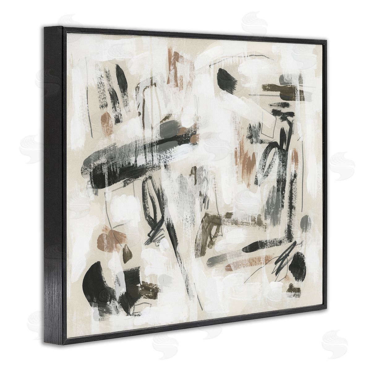 Subtle Abstract Brush Strokes Black Frame Print Wall Art, Home Decor by June Erica Vess