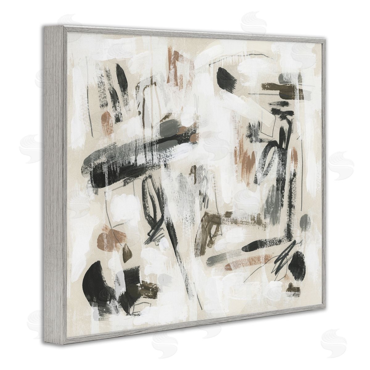 Subtle Abstract Brush Strokes Grey Frame Print Wall Art, Home Decor by June Erica Vess