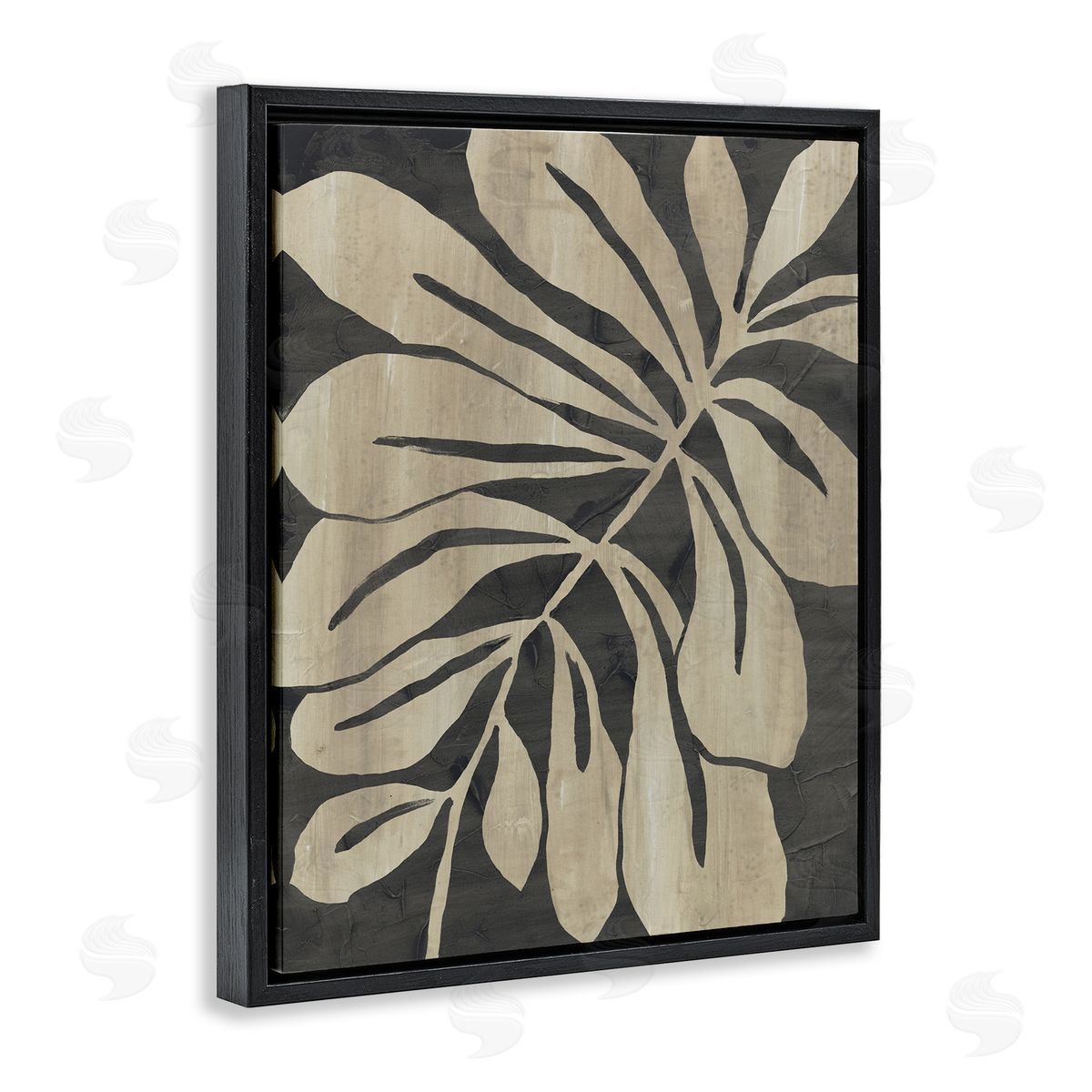 Natural Leaf Impression Black Floating Frame Canvas Wall Art, Home Decor by June Erica Vess
