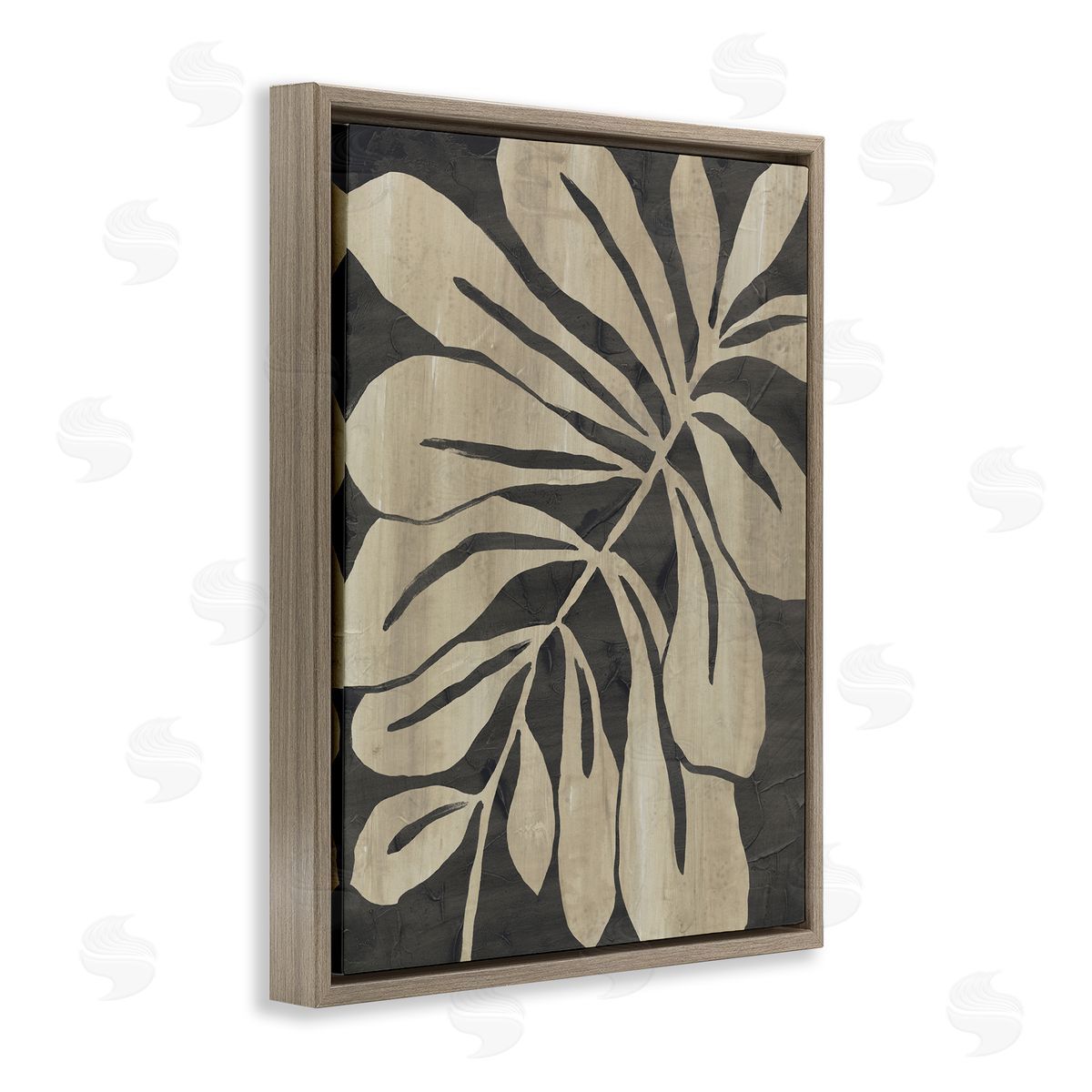 Natural Leaf Impression Brown Floating Frame Canvas Wall Art, Home Decor by June Erica Vess