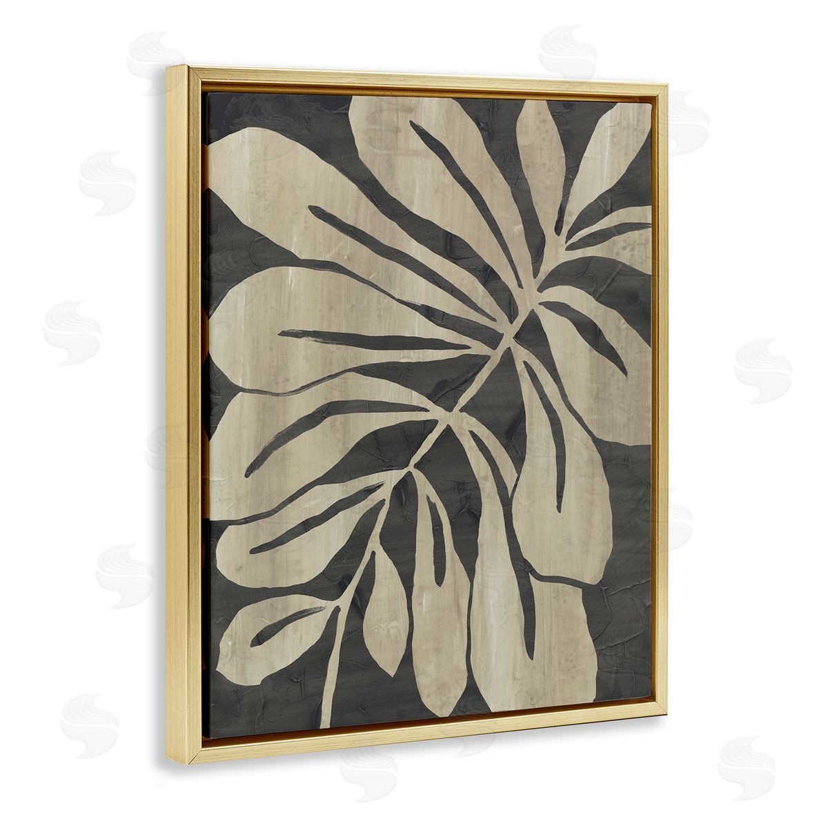 Natural Leaf Impression Gold Floating Frame Canvas Wall Art, Home Decor by June Erica Vess