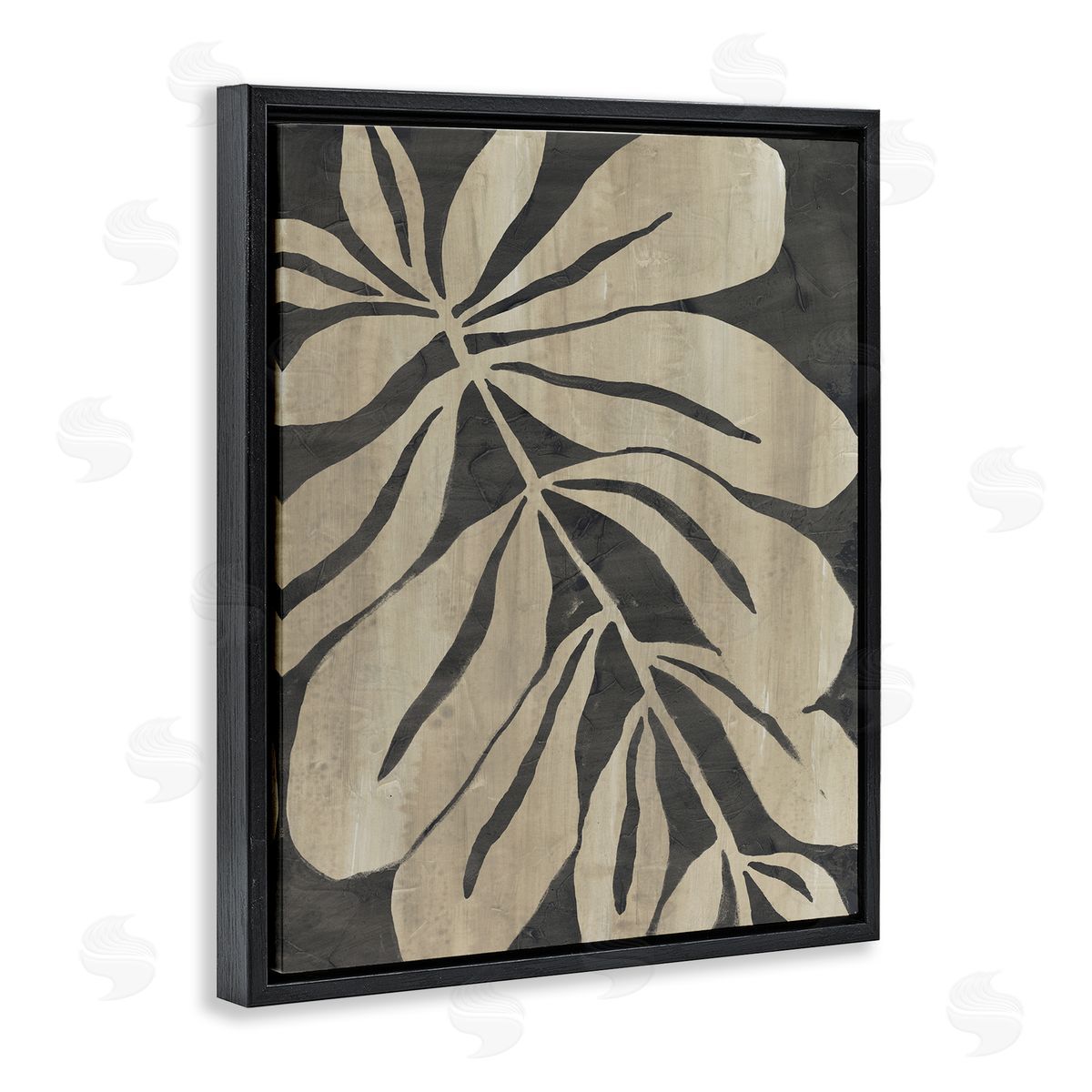 Rustic Leaf Shape Black Floating Frame Canvas Wall Art, Home Decor by June Erica Vess